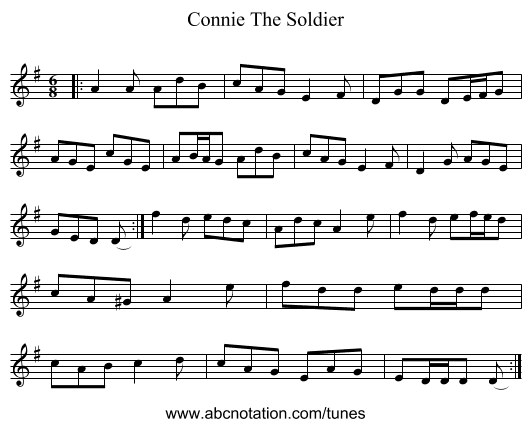 Connie The Soldier - staff notation