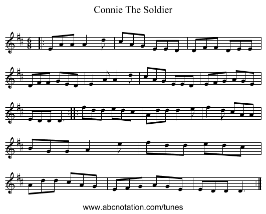 Connie The Soldier - staff notation