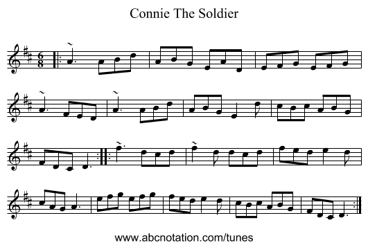 Connie The Soldier - staff notation