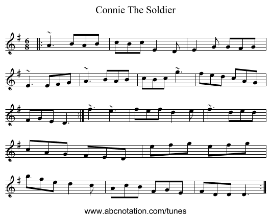 Connie The Soldier - staff notation