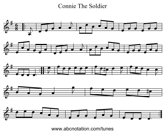 Connie The Soldier - staff notation
