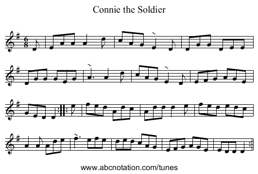 Connie the Soldier - staff notation
