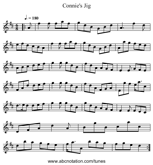 Connie's Jig - staff notation