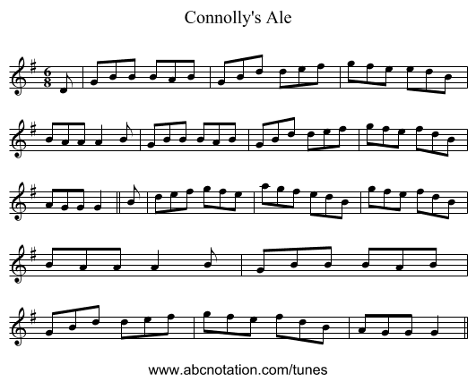 Connolly's Ale - staff notation