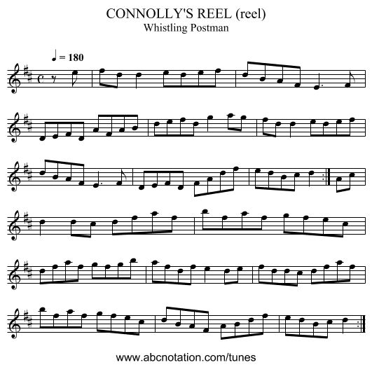 CONNOLLY'S REEL (reel) - staff notation