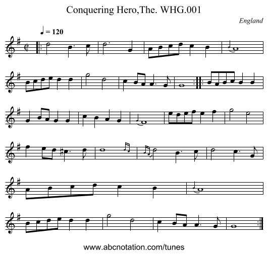 Conquering Hero,The. WHG.001 - staff notation