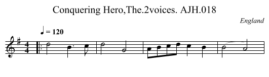 Conquering Hero,The.2voices. AJH.018 - staff notation