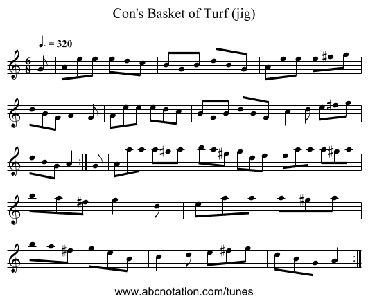 Con's Basket of Turf (jig) - staff notation
