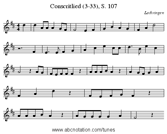 Conscritlied (3-33), S. 107 - staff notation