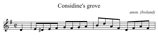 Considine's grove - staff notation