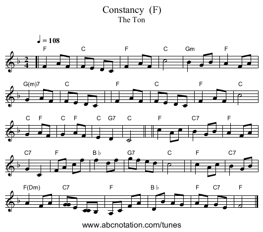 Constancy  (F) - staff notation