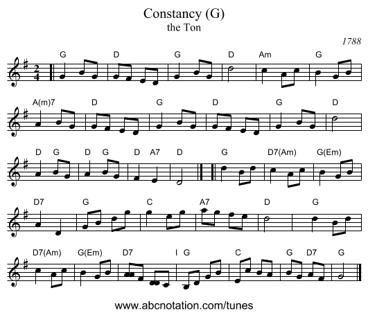 Constancy (G) - staff notation