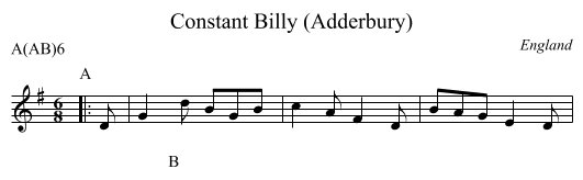 Constant Billy (Adderbury) - staff notation
