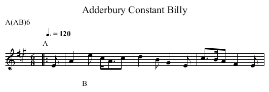 Constant Billy, Adderbury - staff notation