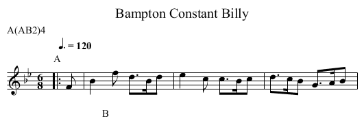 Constant Billy, Bampton - staff notation