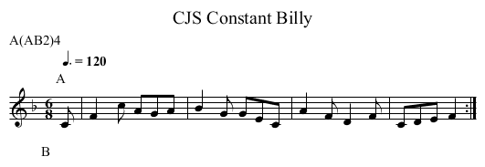 Constant Billy, CJS - staff notation