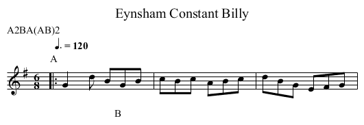 Constant Billy, Eynsham - staff notation
