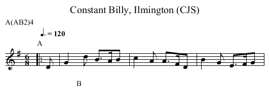 Constant Billy, Ilmington (CJS) - staff notation