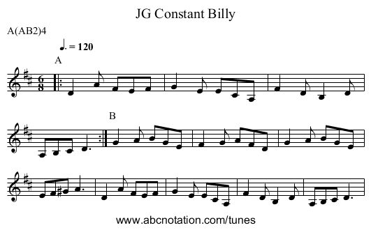 Constant Billy, JG - staff notation