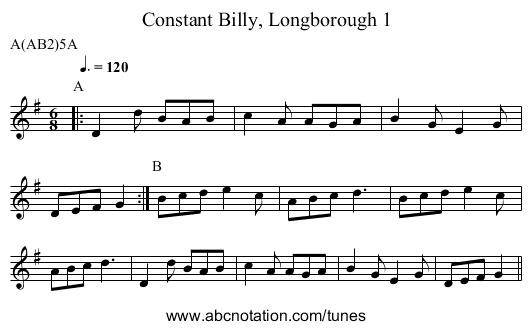 Constant Billy, Longborough 1 - staff notation
