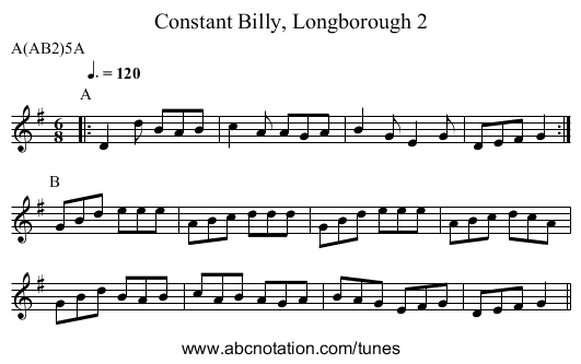 Constant Billy, Longborough 2 - staff notation