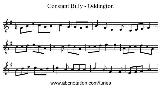 Constant Billy - Oddington - staff notation