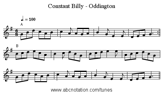 Constant Billy - Oddington - staff notation