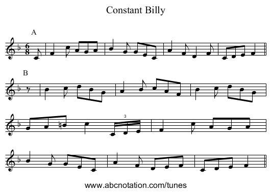 Constant Billy - staff notation