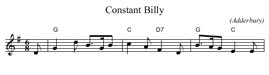 Constant Billy - staff notation