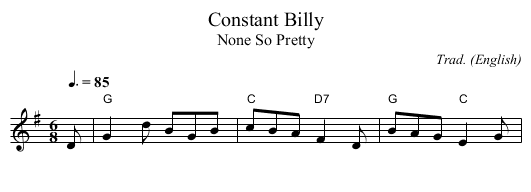 Constant Billy - staff notation