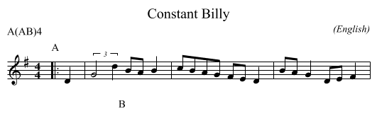 Constant Billy - staff notation