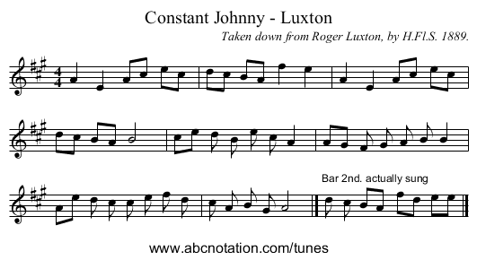 Constant Johnny - Luxton - staff notation