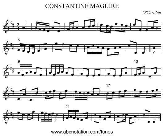 CONSTANTINE MAGUIRE - staff notation