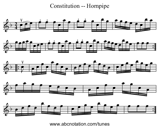 Constitution -- Hornpipe - staff notation