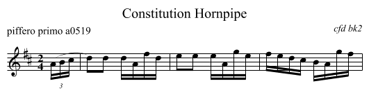 Constitution Hornpipe - staff notation