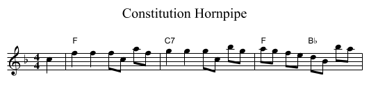 Constitution Hornpipe - staff notation