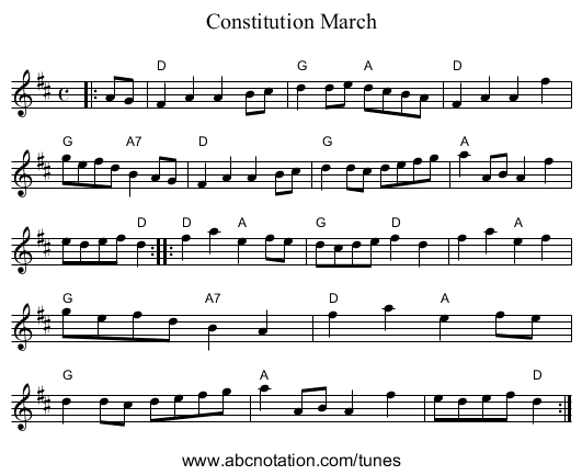 Constitution March - staff notation