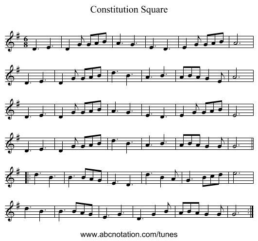 Constitution Square - staff notation