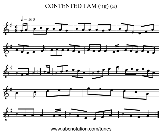 CONTENTED I AM (jig) (a) - staff notation