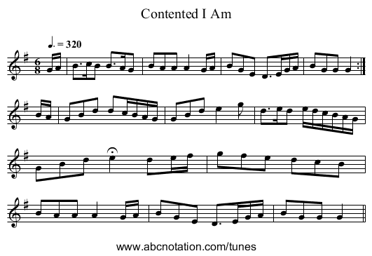 Contented I Am - staff notation