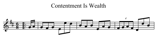Contentment Is Wealth - staff notation
