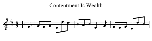 Contentment Is Wealth - staff notation