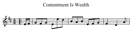 Contentment Is Wealth - staff notation
