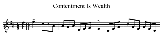 Contentment Is Wealth - staff notation