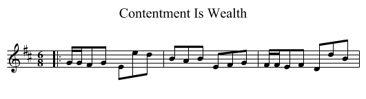 Contentment Is Wealth - staff notation