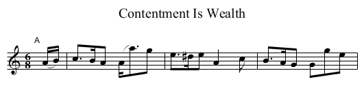 Contentment Is Wealth - staff notation