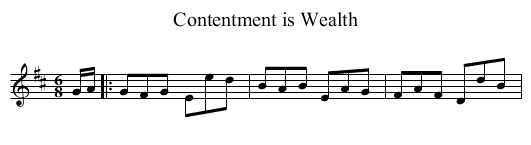 Contentment is Wealth - staff notation