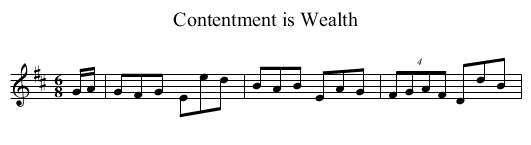 Contentment is Wealth - staff notation