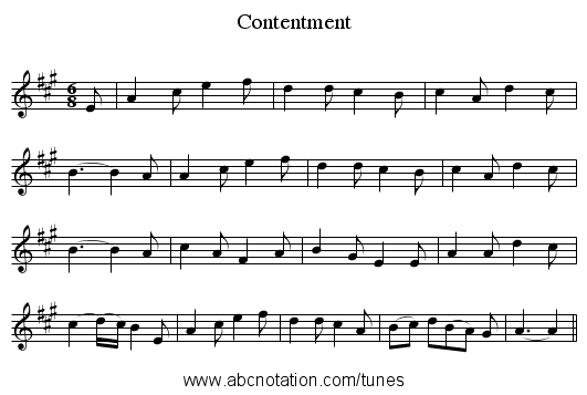 Contentment - staff notation