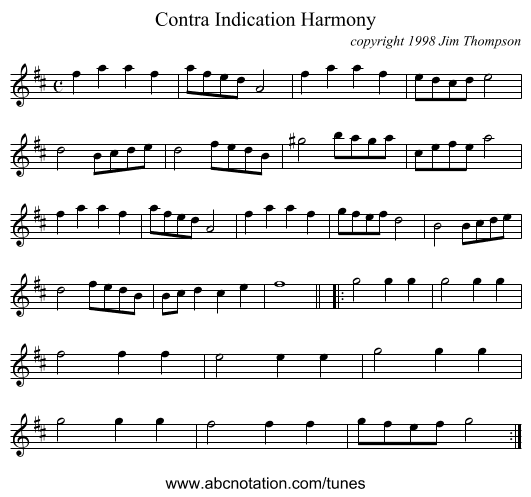 Contra Indication Harmony - staff notation